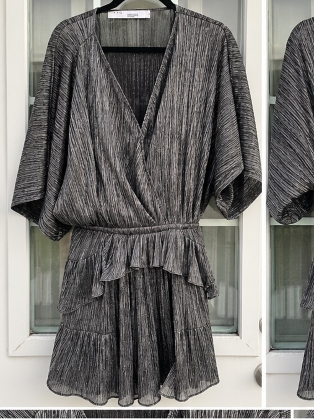 IRO Spina Metallic Ruffle Dress FR 36 US 4 Silver